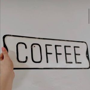Thin metal farmhouse coffee bar sign